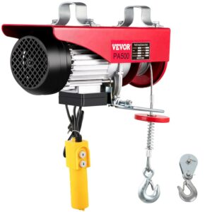 VEVORbrand Lift Electric Hoist 1100lbs, Electric Hoist 110v, Remote Control Electric Winch Overhead Crane Lift Electric Wire Hoist for Factories, Warehouses, Construction, Building, Goods Lifting