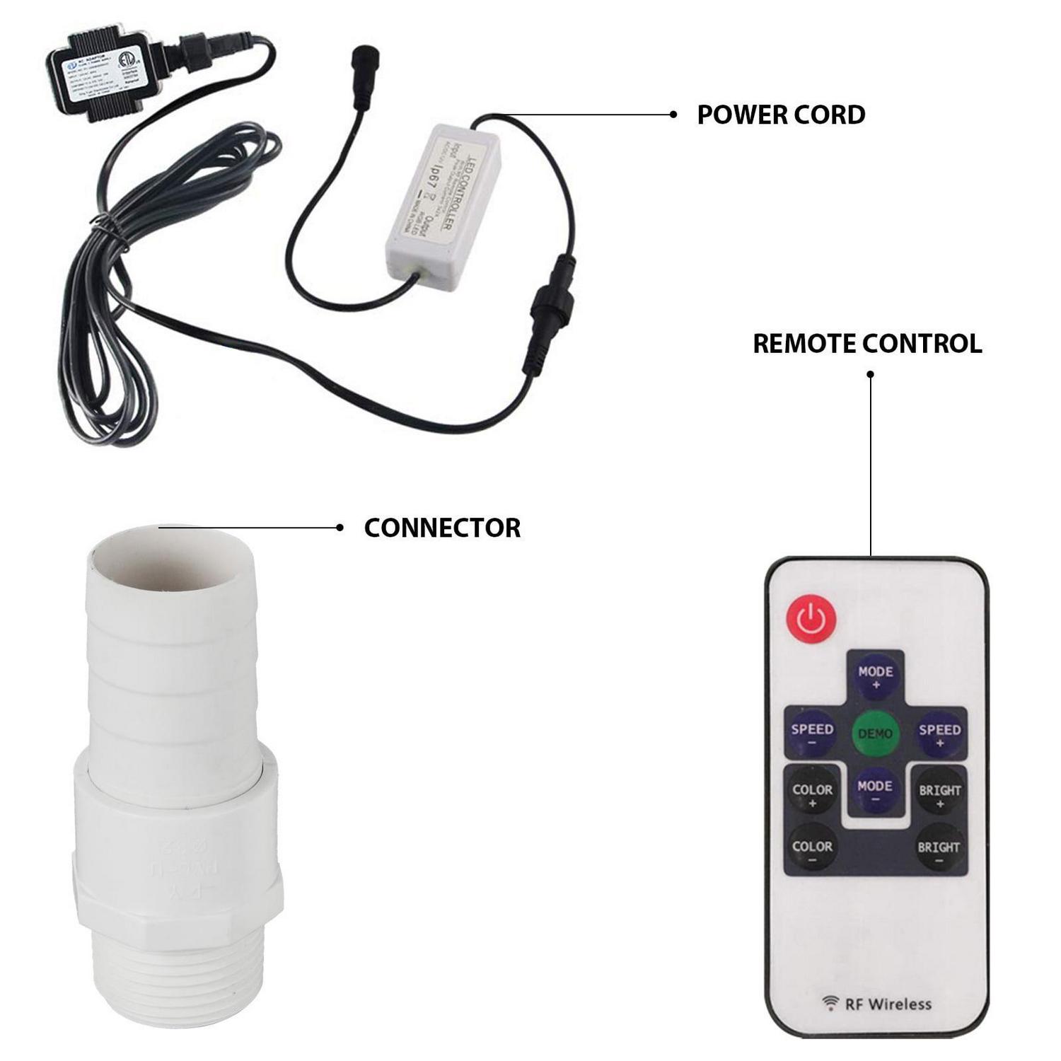 VEVORbrand Pool Fountain Stainless Steel Pool Waterfall 11.8" x 4.5" x 3.1"(W x D x H) with LED Strip Light Waterfall Spillway with Pipe Connector Rectangular Garden Outdoor - Image 9