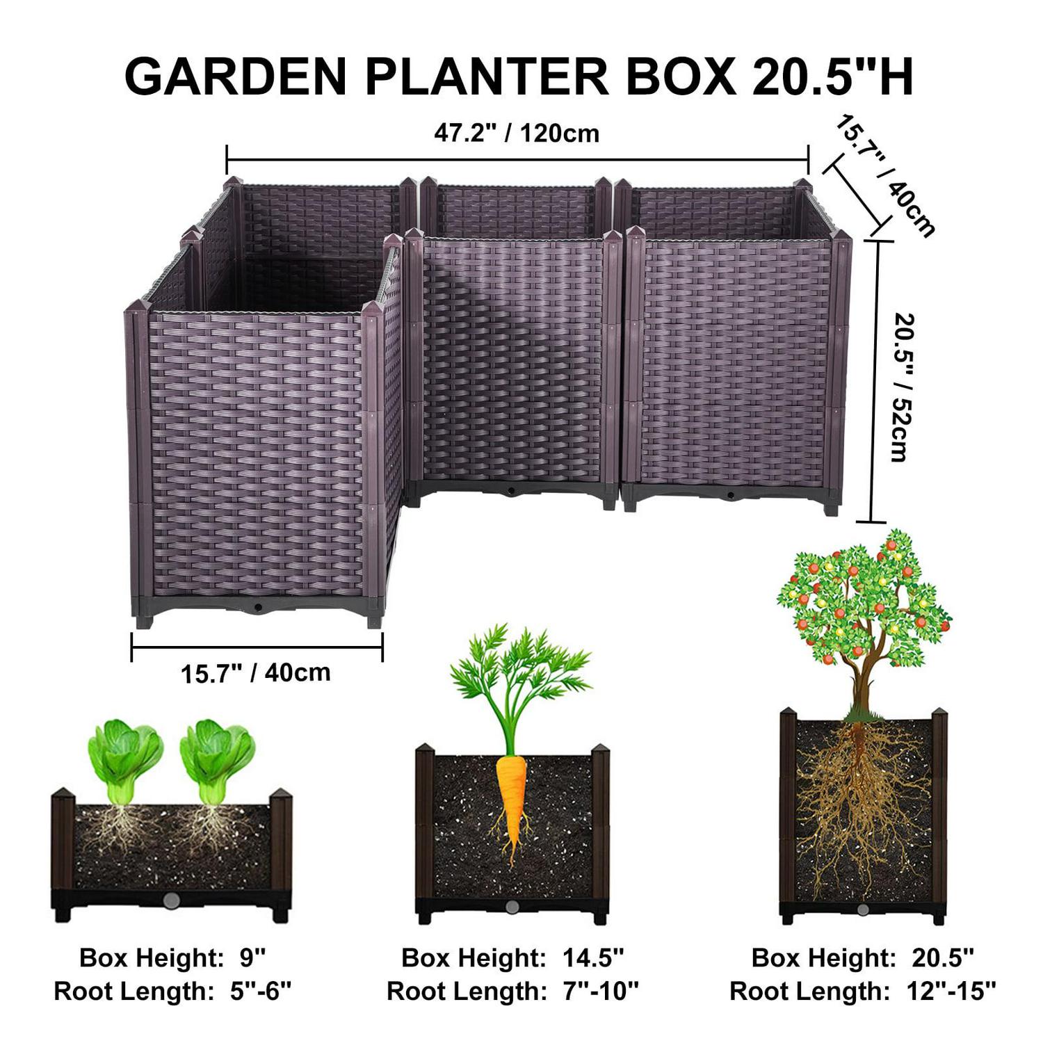 VEVORbrand Raised Plastic Garden Bed, 15×15×20in Square Garden Planter Boxes Flower Bed Box Kit, Set of 4 Raised Garden Bed for in/Outdoor - Image 5