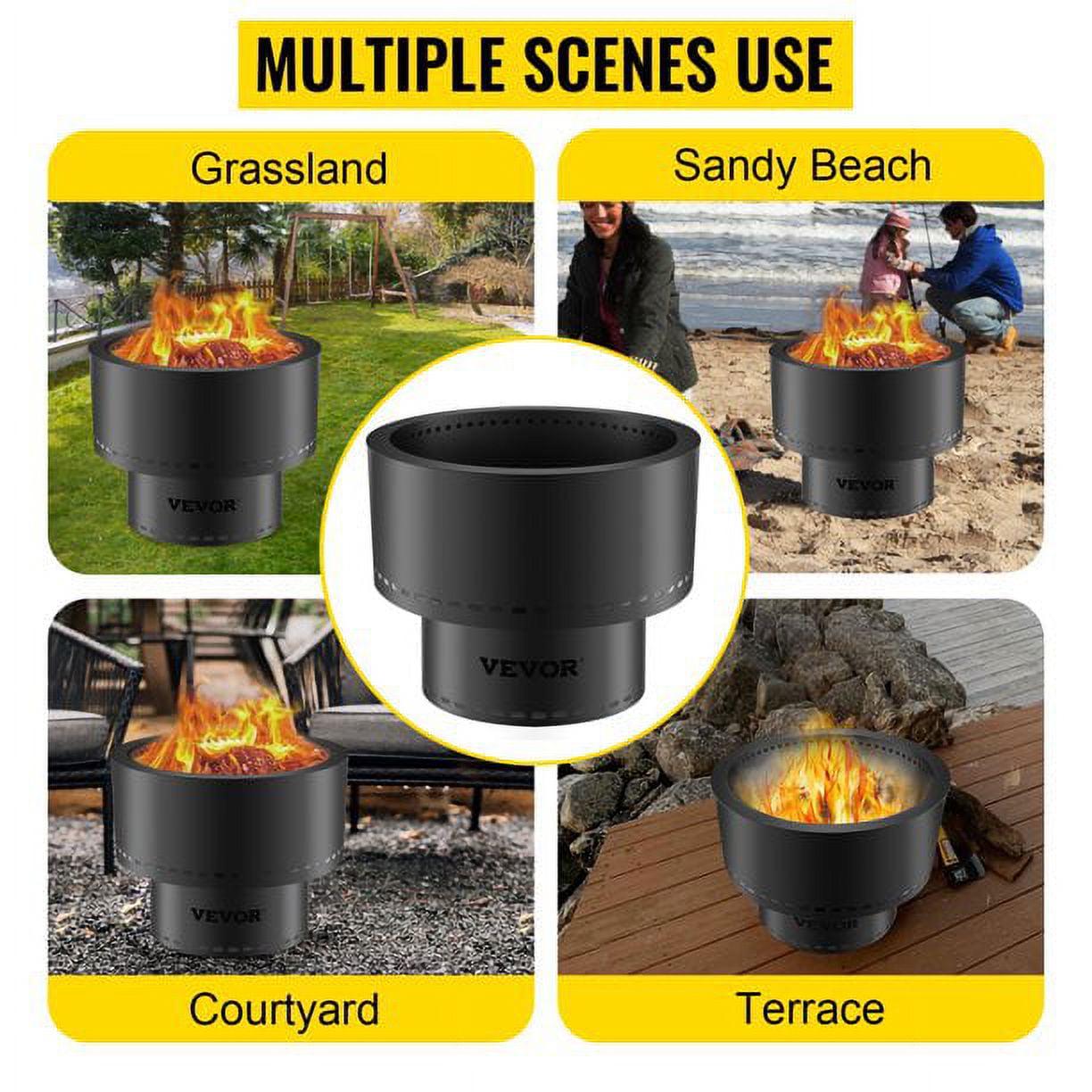 VEVORbrand Smokeless Fire Pit, Carbon Steel Stove Bonfire, Large 13.5 inch Diameter Wood Burning Fire Pit, Portable Smokeless Fire Bowl for Picnic Camping Backyard Black - Image 7