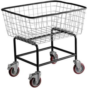 VEVORbrand Steel Rolling Laundry Cart 2.5 Bushel, Wire Laundry Basket with Wheels, Steel Frame with Galvanized Finish, 5" Casters, Wire Cart for Laundry