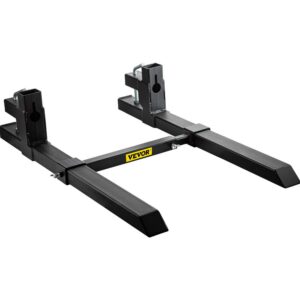 VEVORbrand Tractor Bucket Forks 30" 1500 lbs Max, Clamp on Pallet Forks with Adjustable Stabilizer Bar, Heavy Duty Front Loader Forks 43" Total Length, Fork Attachment for Skid Steer,Loader Bucket