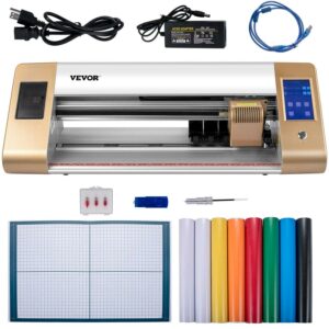 VEVORbrand Vinyl Cutter Machine, 18 in / 450 mm Max Paper Feed Cutting Plotter, Automatic Camera Contour Cutting LCD Screen Printer w/Stand Adjustable Force and Speed for Sign Making Plotter Cutter