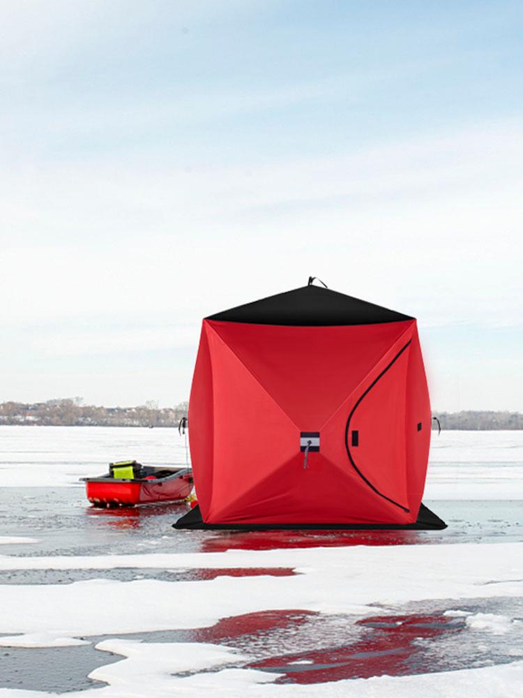 VEVORbrand Waterproof Pop-Up 2-Person Carrying Bag Ice Fishing Shelter with Detachable Ventilation Windows, 300D Oxford Fabric Zippered Door Shanty for Outdoor Fishing, Red - Image 8