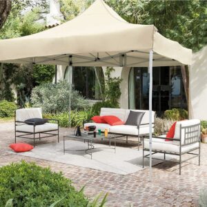 VICTAL 10' x 10' Pop-up Canopy with Straight Legs Wedding Party Tent Folding Gazebo Beach Canopy with Carry Bag, Beige
