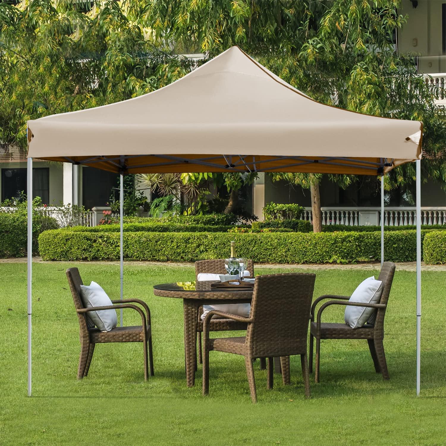 VICTAL 10' x 10' Pop-up Canopy with Straight Legs Wedding Party Tent Folding Gazebo Beach Canopy with Carry Bag, Beige - Image 4