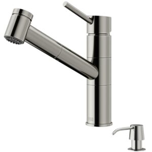 VIGO Branson Stainless Steel Pull-Out Spray Kitchen Faucet with Soap Dispenser