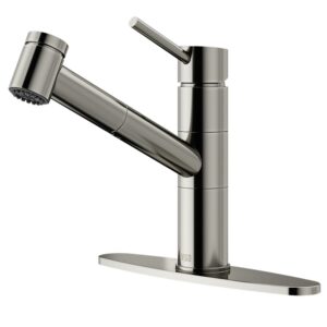VIGO Branson Stainless Steel Pull-Out Spray Kitchen Faucet with Deck Plate