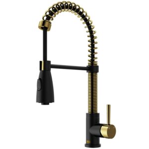 VIGO Brant Single Handle Pull-Down Sprayer Kitchen Faucet in Matte Brushed Gold and Matte Black