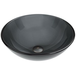 VIGO Giovanni Sheer Black Glass 17 in. L x 17 in. W x 6 in. H Round Vessel Bathroom Sink