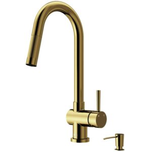 VIGO Gramercy Pull-Down Kitchen Faucet and Soap Dispenser (in Matte Brushed Gold)