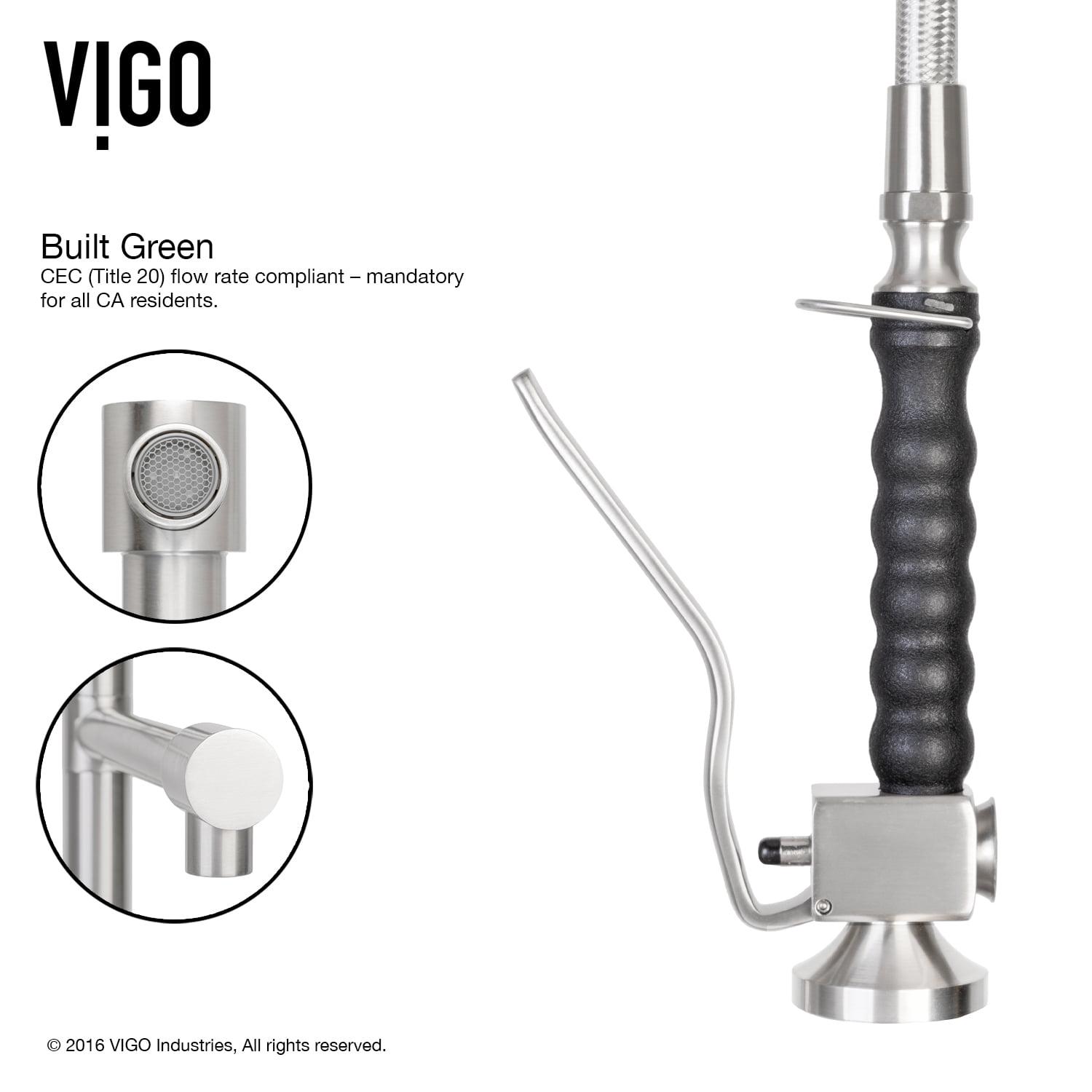 VIGO Zurich Single Handle Pull-Down Sprayer Kitchen Faucet Set with Deck Plate in Stainless Steel - Image 10