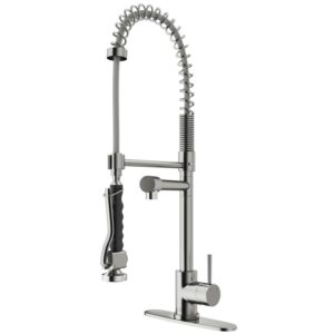 VIGO Zurich Single Handle Pull-Down Sprayer Kitchen Faucet Set with Deck Plate in Stainless Steel