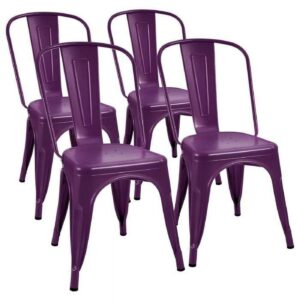 Vineego Classic Steel/Rubber Trattoria Chair Style, Purple (Set of 2)
