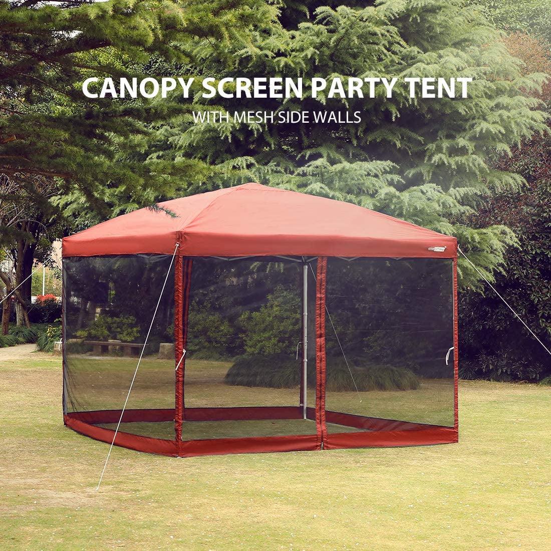 VIVOHOME 210D Oxford Outdoor Easy Pop Up Canopy Screen Party Tent with Mesh Side Walls Red 10 x 10 Feet - Image 8