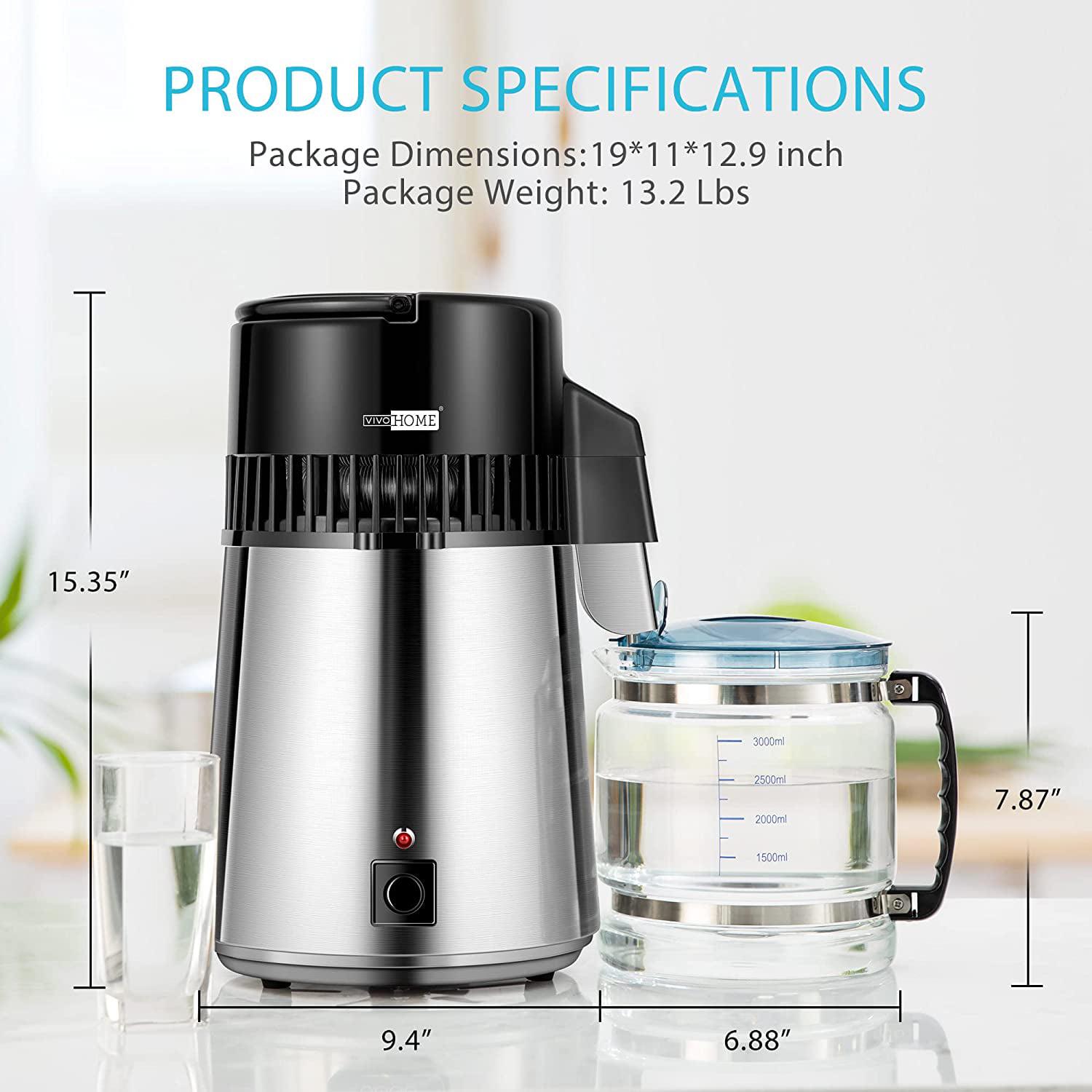 VIVOHOME Water Distiller Countertop 1.1 Gallon/4L 304 Stainless Steel Distilled Water Machine with Smart Switch Purifier Filter for Home Office - Image 6