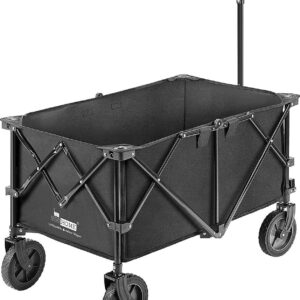 VIVOHOME Collapsible Folding Wagon Cart with 2 Drink Holders for Camping and Picnic, 176lbs