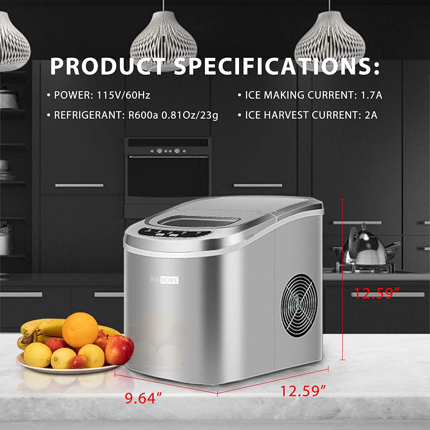 VIVOHOME Electric Portable Compact Countertop Automatic Ice Cube Maker Machine with Hand Scoop and Self Cleaning Function 26lbs/day ETL, Silver - Image 3