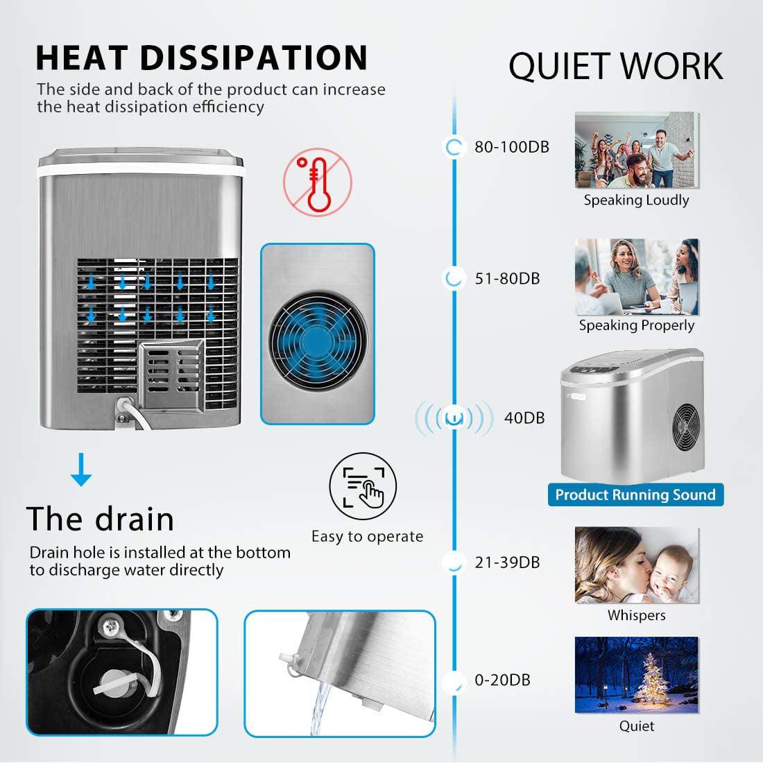 VIVOHOME Electric Portable Compact Countertop Automatic Ice Cube Maker Machine with Hand Scoop and Self Cleaning Function 26lbs/day ETL, Silver - Image 4