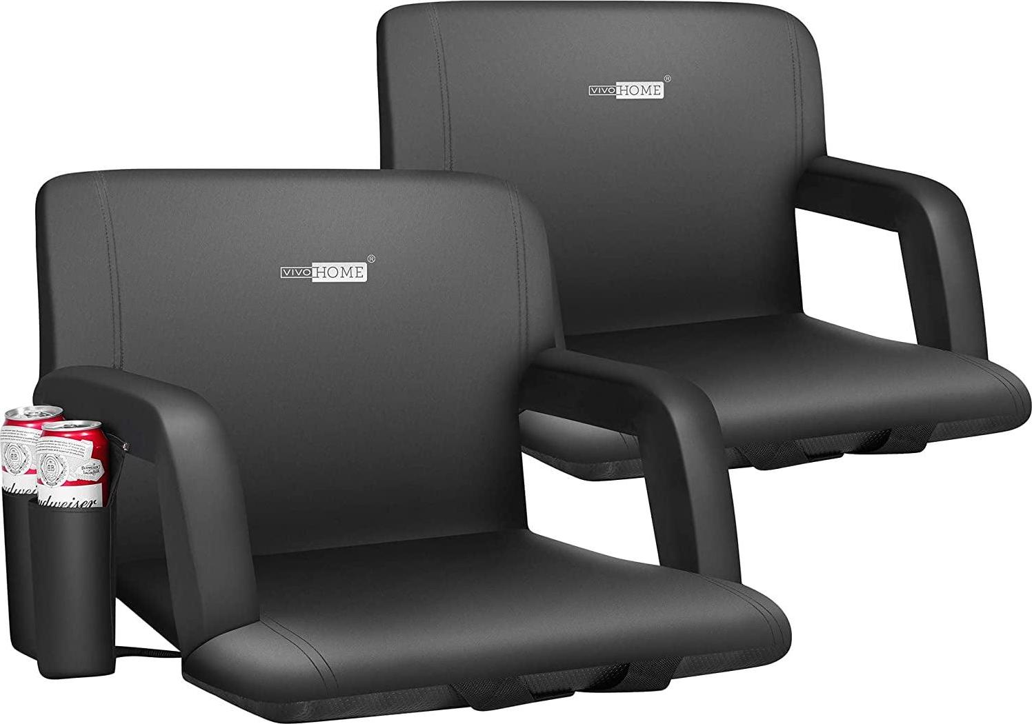 VIVOHOME Foldable Stadium Seat Chair for Bleachers with Padded Back Support and Armrests 2 pack