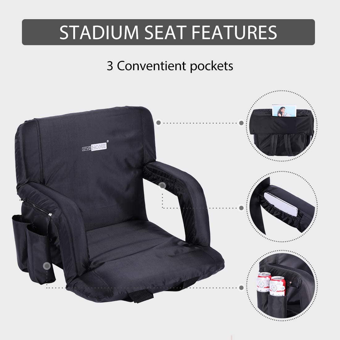 VIVOHOME Foldable Stadium Seat Chair for Bleachers with Padded Back Support and Armrests 2 pack - Image 3