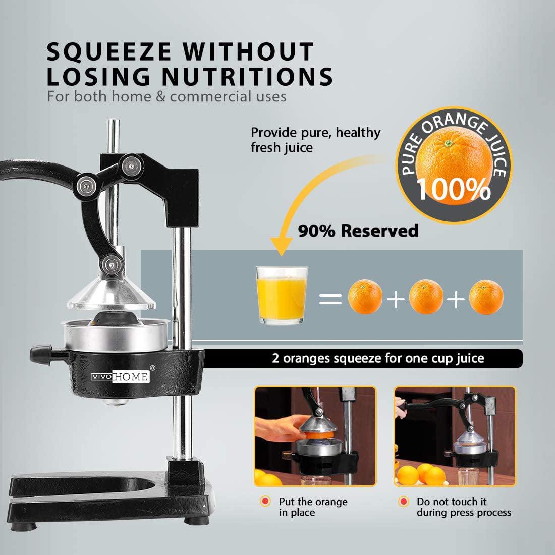 VIVOHOME Heavy Duty Commercial Manual Hand Press Citrus Orange Lemon Juicer Squeezer Machine Black - Image 2