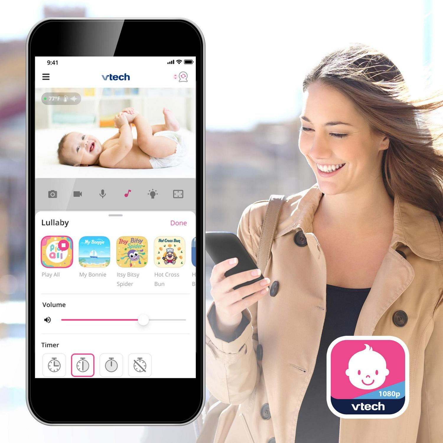 VTech Smart WiFi Video Baby Monitor with 5-inch High Definition Display and 1080p 360-Degree Panoramic Viewing Pan and Tilt HD Camera, RM5864HD, White - Image 10