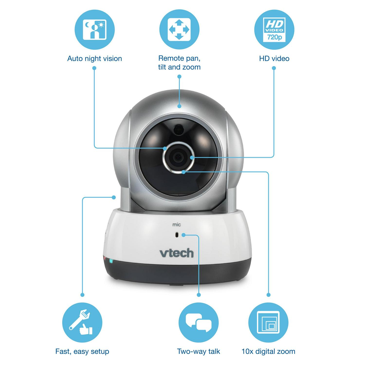 VTech VC931, Wireless IP HD Video Camera with Remote Pan & Tilt, Free Live Streaming, Infrared Night Vision, Silver - Image 2