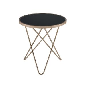 ACME Valora End Table in Black Glass and Champagne