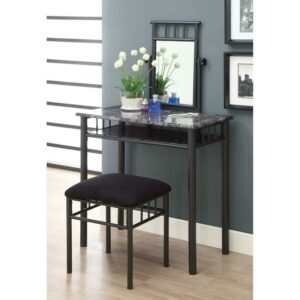 Monarch Specialties Vanity Set, Set Of 2, Organizer, Bedroom, Grey Marble Look Laminate