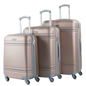 Varsity 3-Piece Expandable Spinner Luggage Set, Rose Gold/Grey