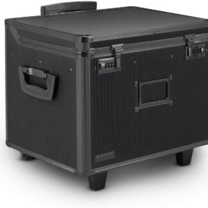 Vaultz Mobile Lockable Indoor Metal File Chest, Black, 17.5 x 15.5 x 14.5 inches
