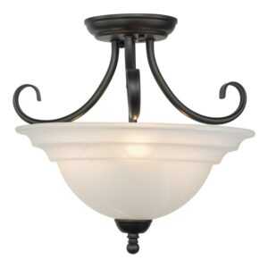 Babylon 14-in W Bronze Semi Flush Mount Ceiling Light White Glass