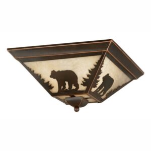 Bozeman 14-in W Bronze Rustic Bear Flush Mount Ceiling Light Fixture