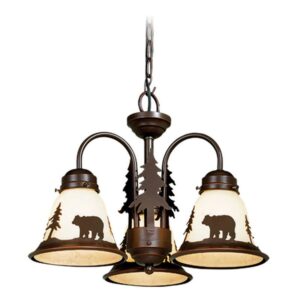 Yellowstone 3L LED Bronze Rustic Moose Mini Chandelier or Fan Light Kit