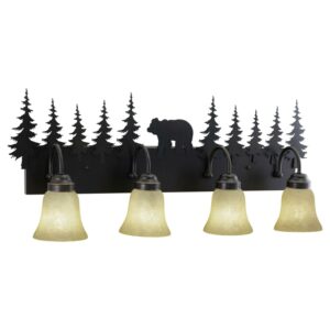 Bozeman 4 Light Bronze Rustic Bear Bathroom Vanity Fixture