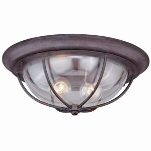 Vaxcel Dockside Bronze Coastal Round Outdoor Flush Mount Ceiling Light Clear Glass