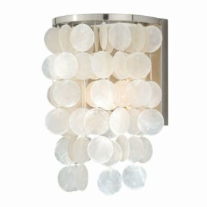 Elsa 1 Light Satin Nickel Capiz Shell Coastal Bathroom Wall Fixture
