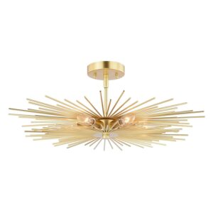 Vaxcel - Nikko 6-Light Semi-Flush Mount in Mid-Century Modern and Starburst