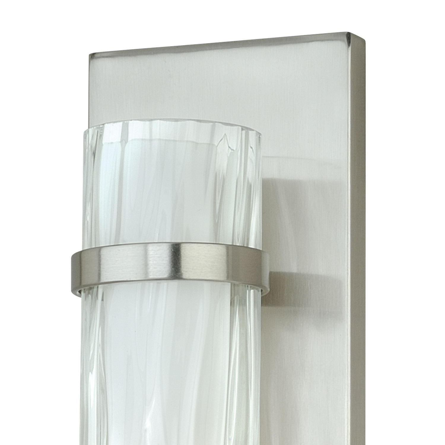 Vilo 1 Light Satin Nickel Cylinder Flush ADA Wall Sconce White Glass - Image 2