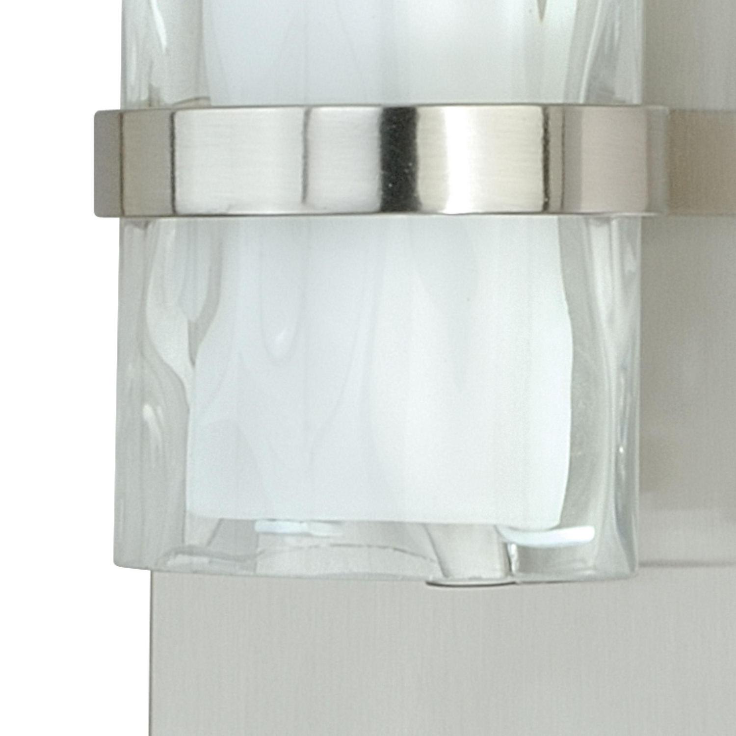 Vilo 1 Light Satin Nickel Cylinder Flush ADA Wall Sconce White Glass - Image 4