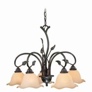Vaxcel Vine 5 Light Black Rustic Chandelier