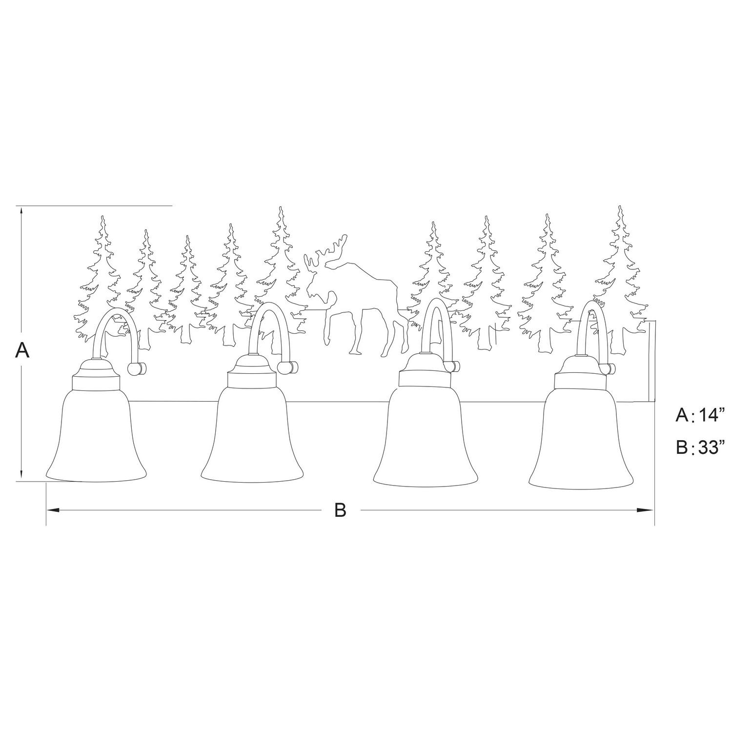 Yellowstone 4 Light Bronze Rustic Moose Bathroom Vanity Fixture - Image 6