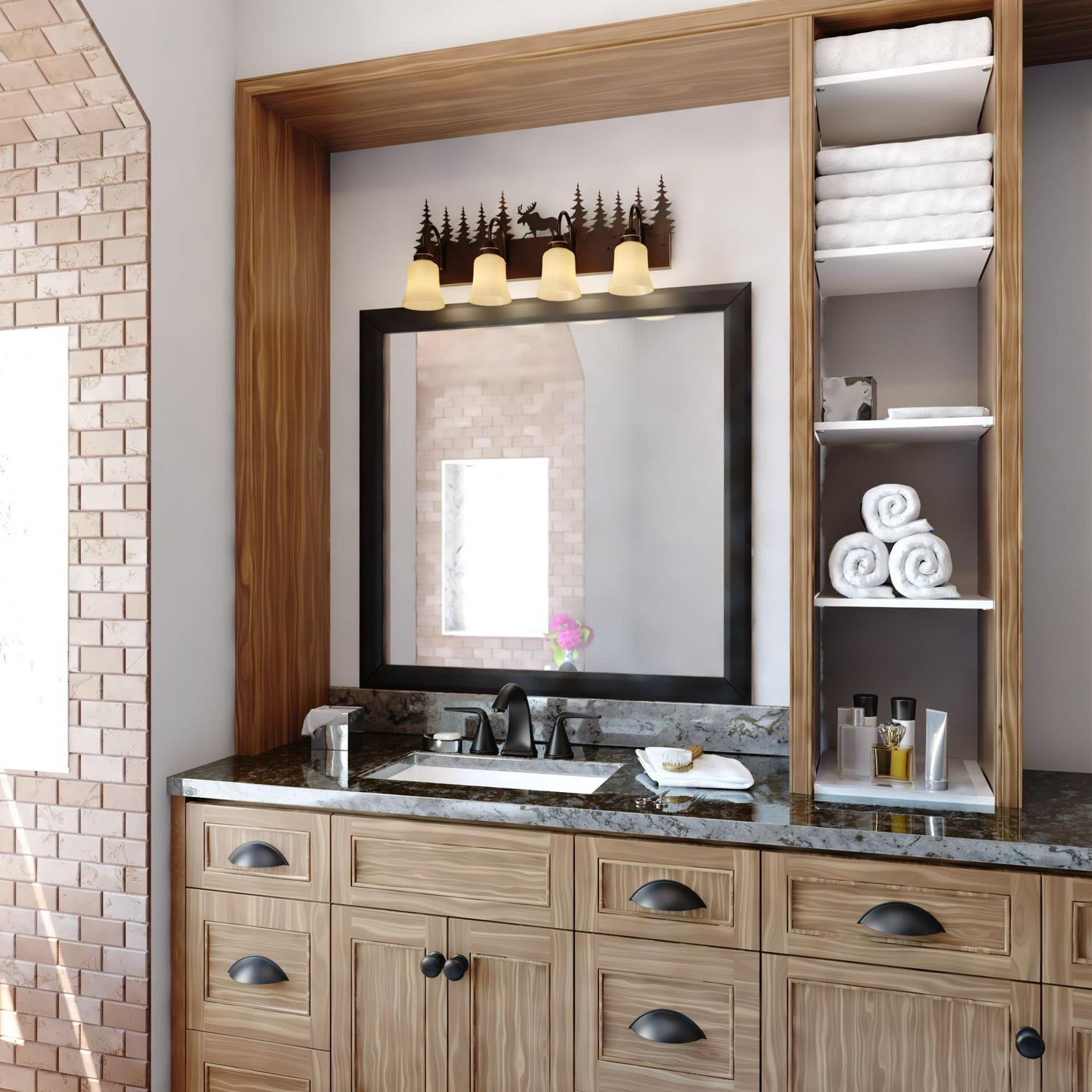 Yellowstone 4 Light Bronze Rustic Moose Bathroom Vanity Fixture - Image 3