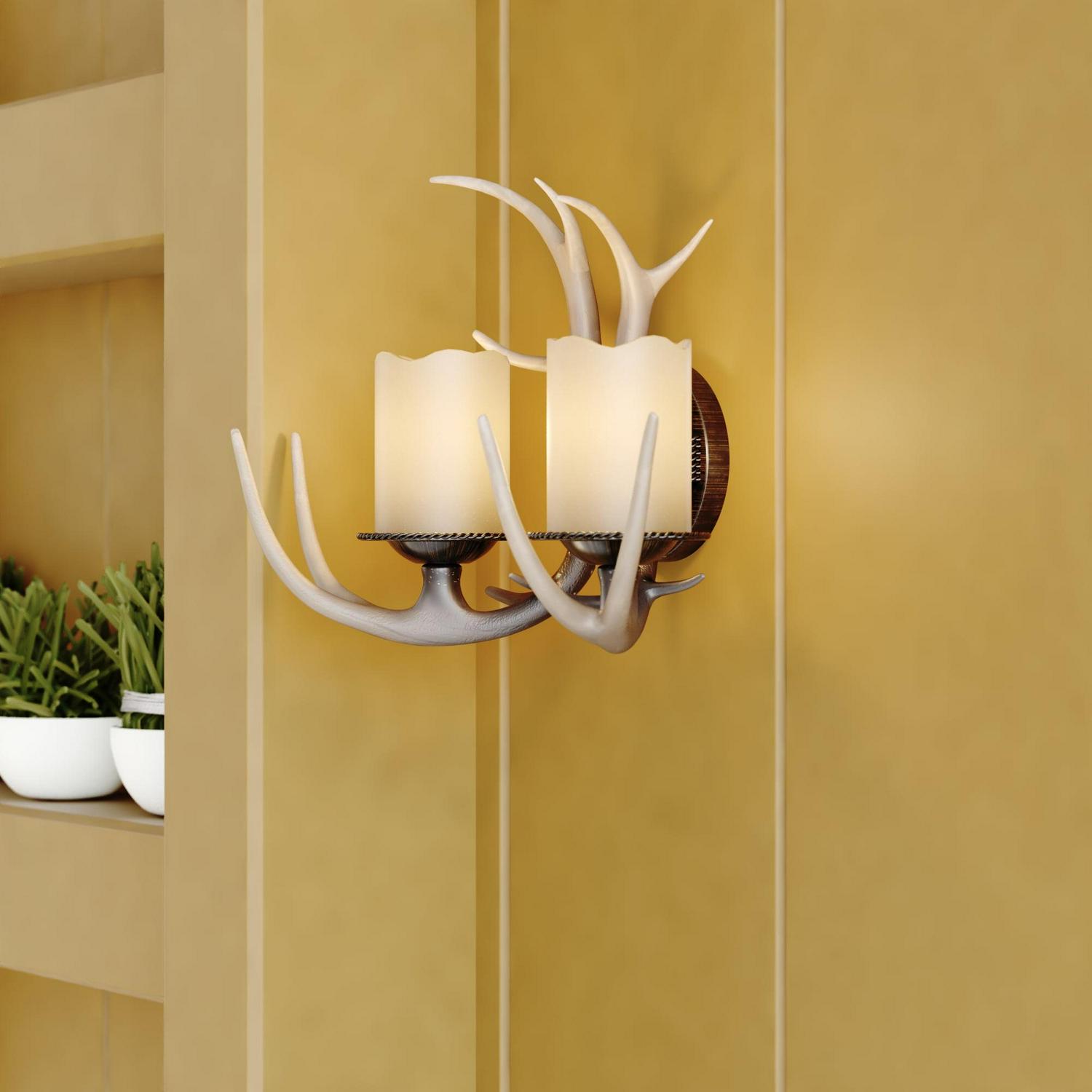 Yoho 2 Light Bronze Rustic Antler Bathroom Vanity Fixture - Image 2