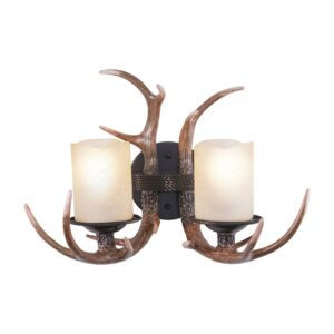 Yoho 2 Light Bronze Rustic Antler Bathroom Vanity Fixture