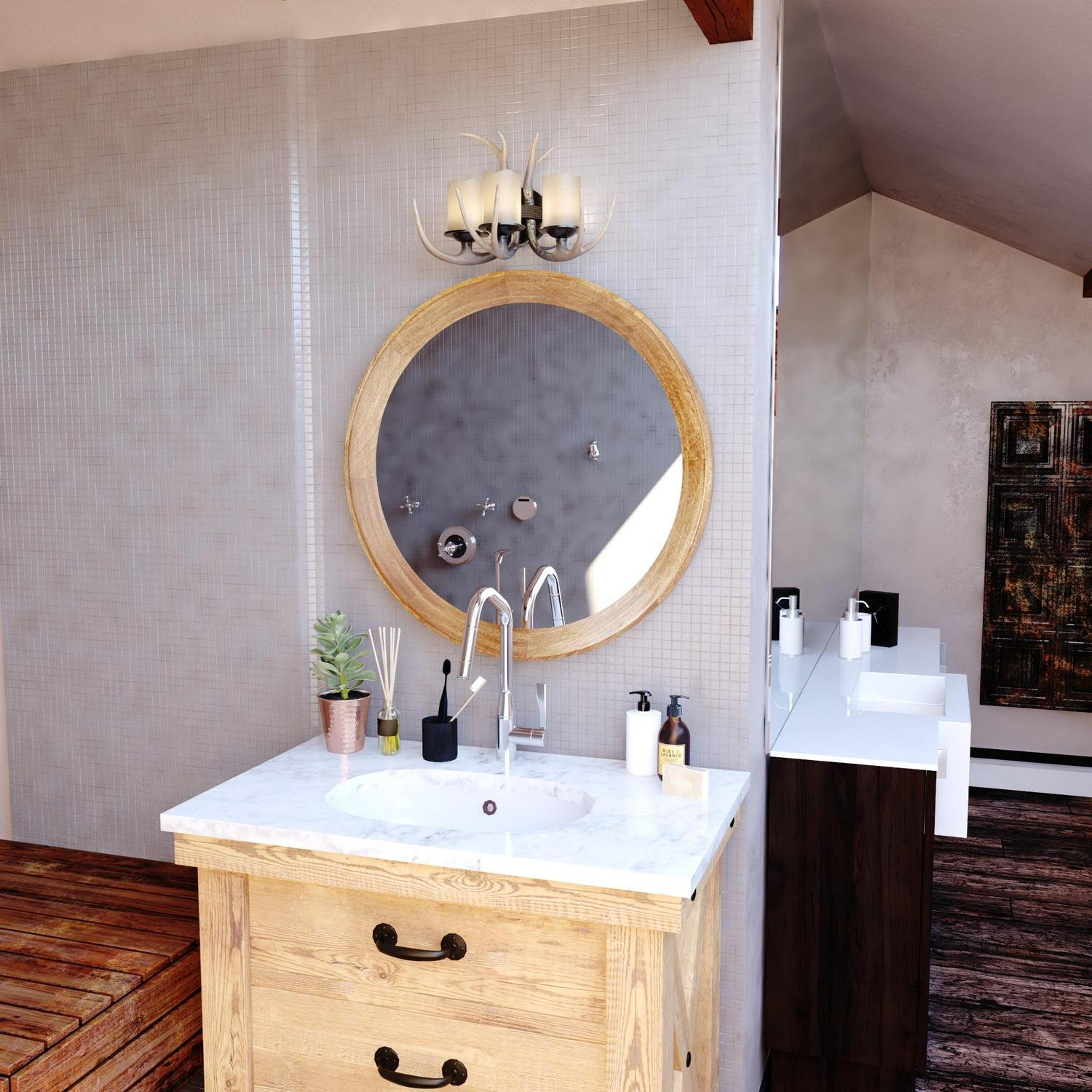 Yoho 3 Light Bronze Rustic Antler Bathroom Vanity Fixture - Image 3