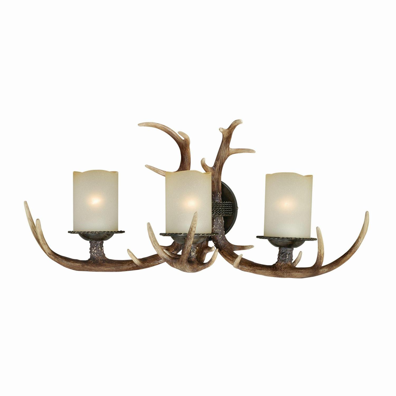 Yoho 3 Light Bronze Rustic Antler Bathroom Vanity Fixture