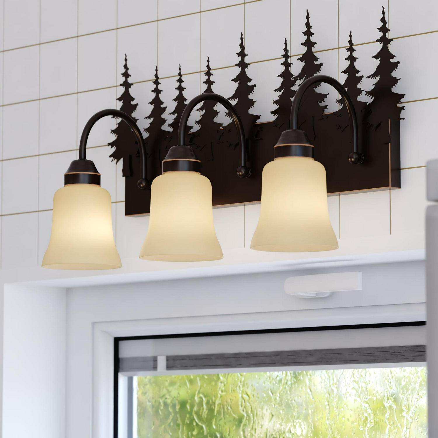 Yosemite 3 Light Bronze Rustic Tree Bathroom Vanity Fixture - Image 2