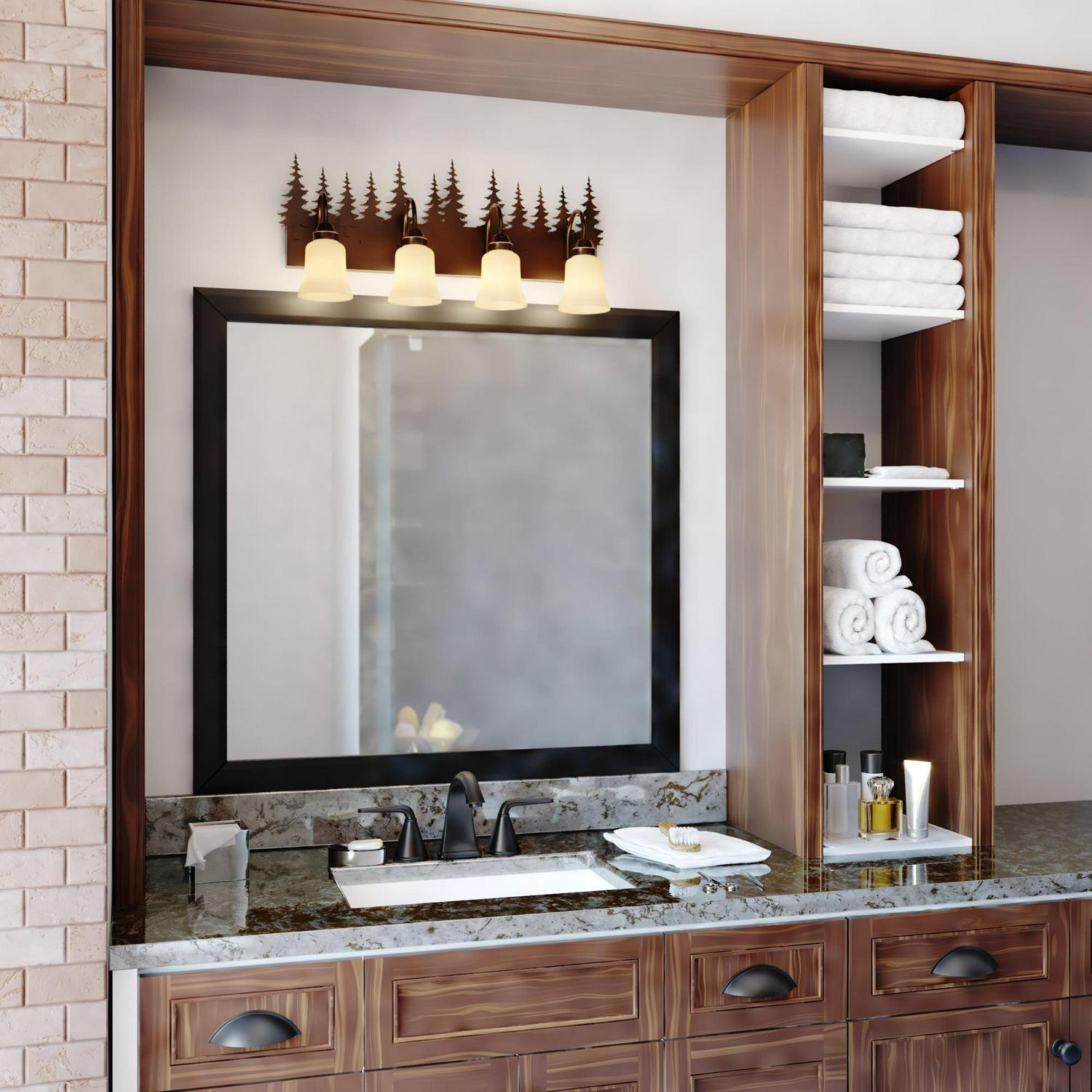 Yosemite 4 Light Bronze Rustic Tree Bathroom Vanity Fixture - Image 3